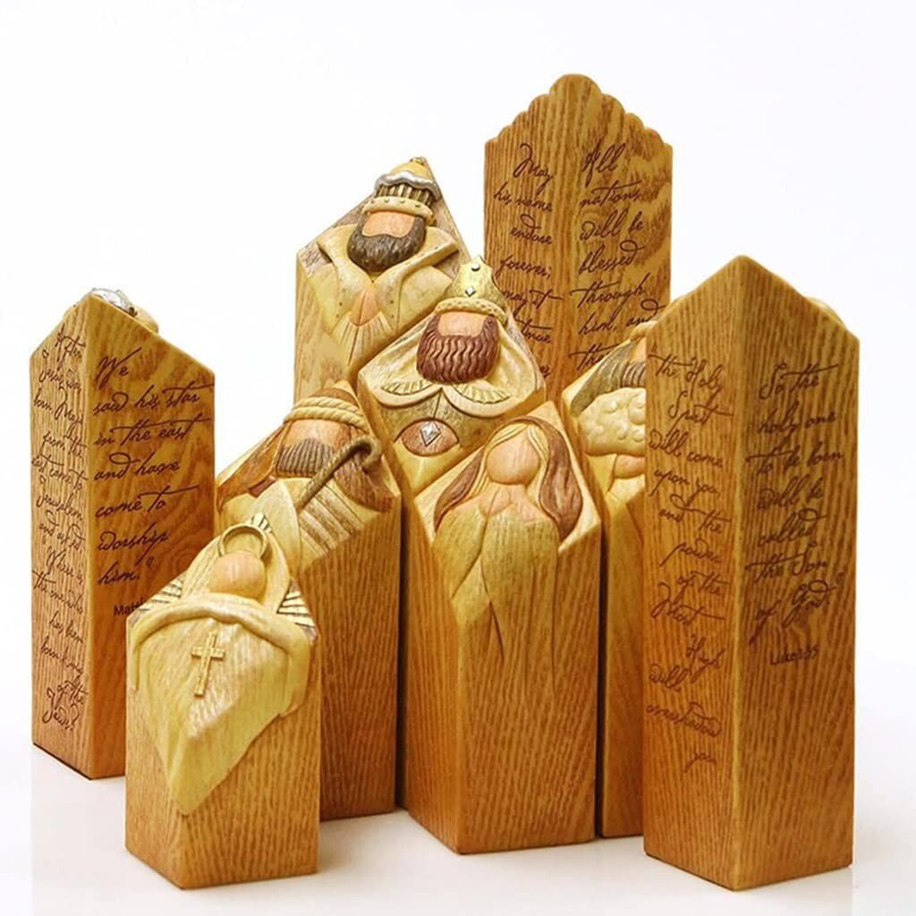 Heaven PillarStatues,9pcs Heaven Nativity Tree Pillar Statues daddent