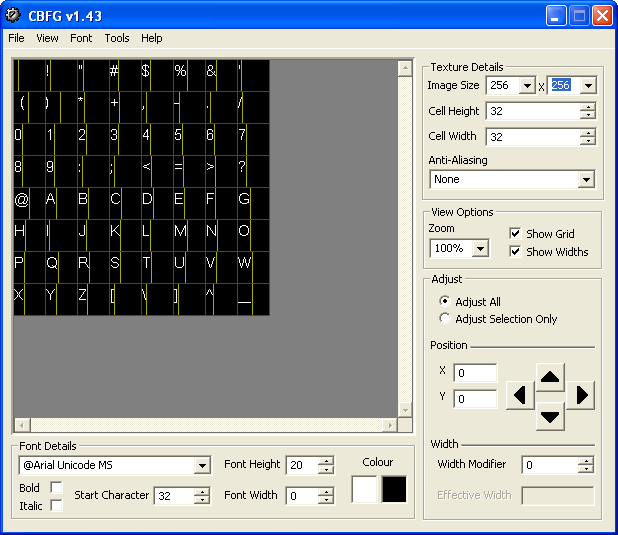 Bitmap font creator