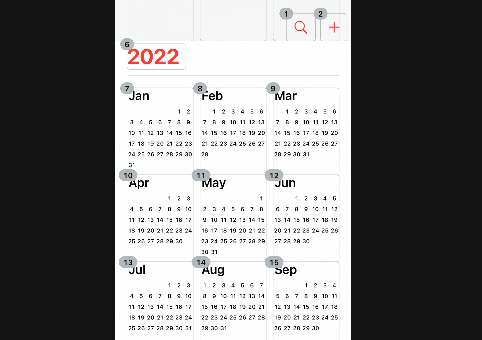View Hierarchy of Calendar Sparrow Code