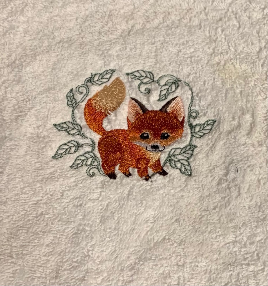 EMBROIDERED BATH TOWEL/ BATH SHEET / HANDTOWEL SET ' BABY FOX ' ⋆
