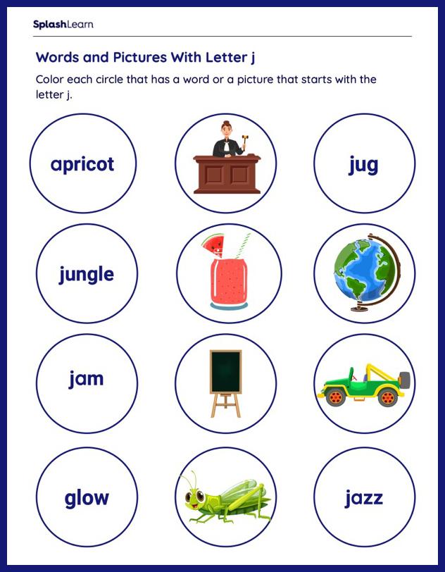 Circle Everything With 'j' Printable Reading Worksheet