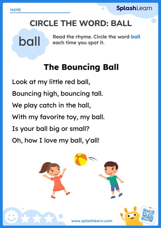 Circle the Word ball — Printable ELA Worksheet