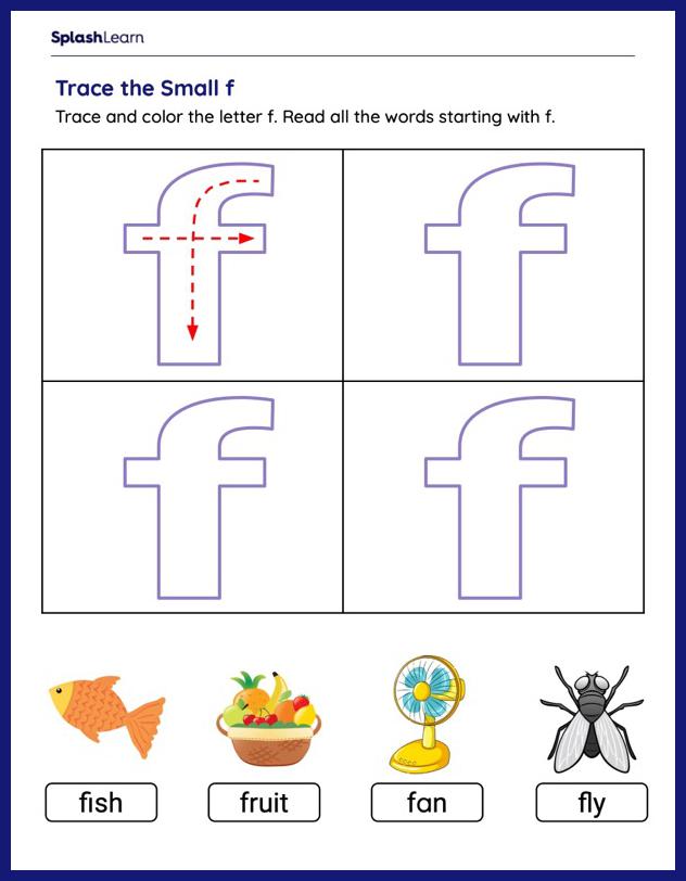 Letter F Tracing Worksheets for Kids Online SplashLearn