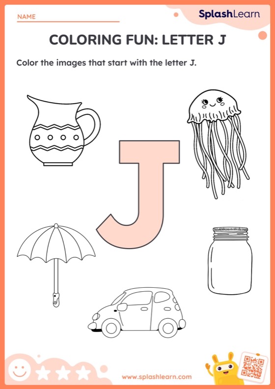 Coloring Fun Letter J — Printable ELA Worksheet