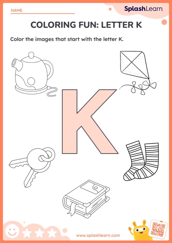 Coloring Fun Letter K — Printable ELA Worksheet