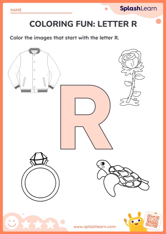 Coloring Fun Letter R — Printable ELA Worksheet