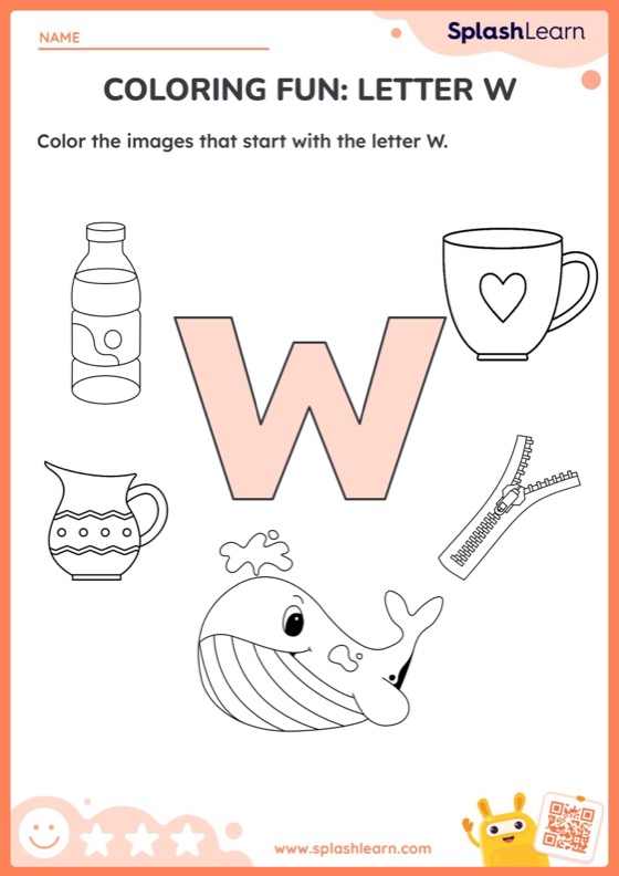 Coloring Fun Letter W Worksheet ELA Worksheets SplashLearn