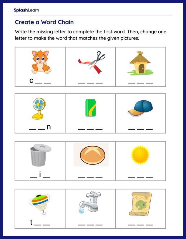 CVC Words Worksheets for Kids Online SplashLearn