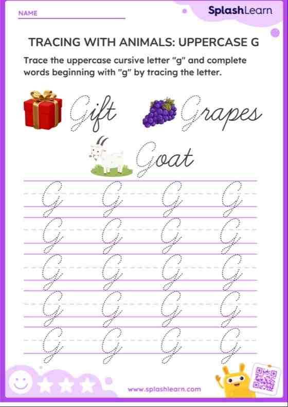 Cursive Letters: Uppercase G