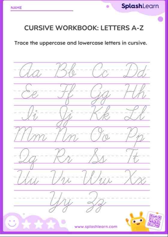 Cursive Workbook: Letters A-Z - ELA Worksheets - SplashLearn