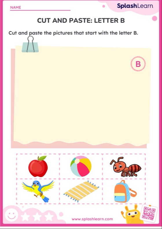 Cut and Paste Letter B — Printable ELA Worksheet