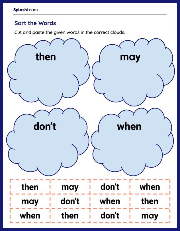 Sight Word Sorting: Cut and Paste – Printable Reading Worksheet