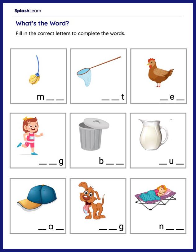 CVC Words Worksheets for Kids Online SplashLearn
