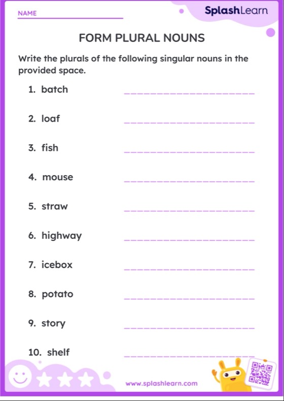 Form Plural Nouns Worksheet
