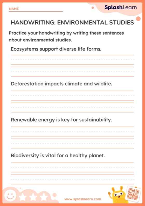 Handwriting Environmental Studies — Printable ELA Worksheet