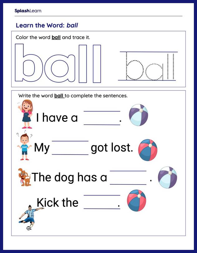 Sight Words Worksheets for Kindergarteners Online SplashLearn