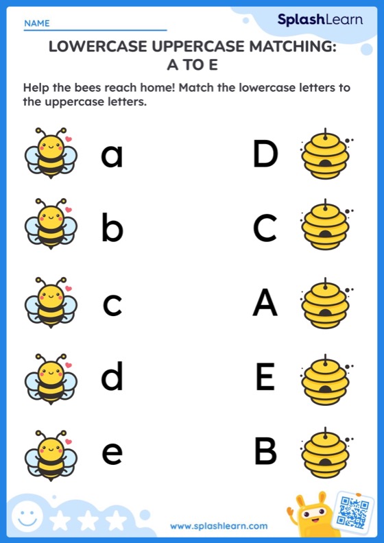 Matching Lowercase and Uppercase Letters Worksheets for Kids Online SplashLearn Page 3