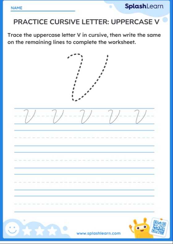 Practice Cursive Letter: Uppercase V — Printable ELA Worksheet