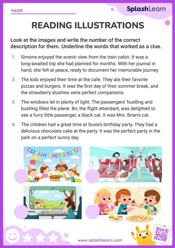 Reading and Interpreting Illustrations ELA Worksheets SplashLearn