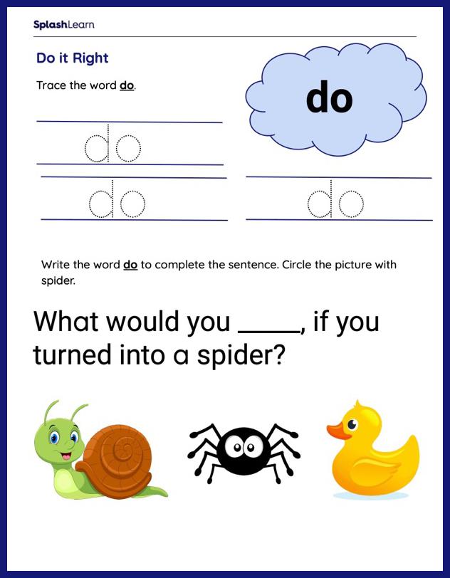 Trace and write the word 'do' ELA Worksheets SplashLearn
