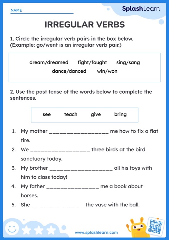 Verbs Worksheets Free & Printable SplashLearn
