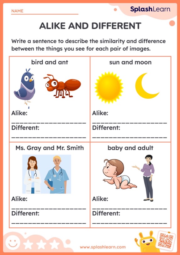 Whats Alike and Different? - ELA Worksheets - SplashLearn