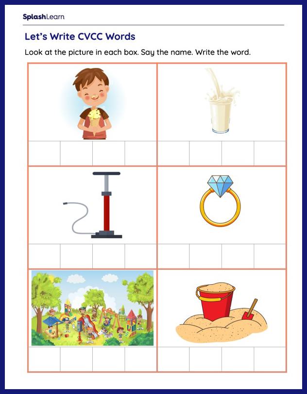 CVCC Words Worksheets for Kids Online - SplashLearn