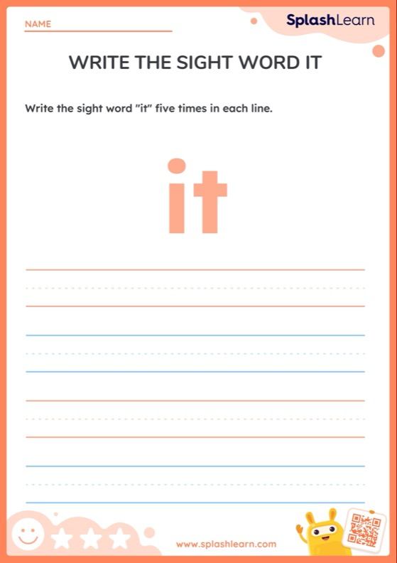 Write the Sight Word It — Printable ELA Worksheet