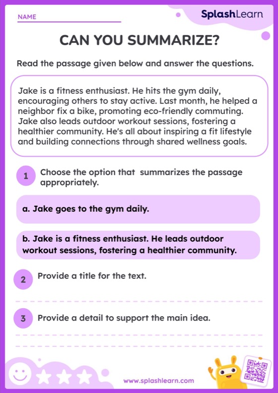 Can You Summarize - Worksheet