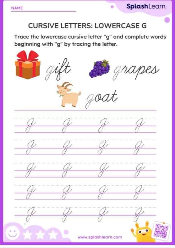 Cursive Letters: Lowercase G