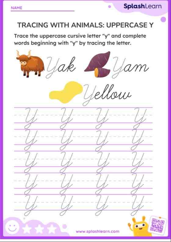 Cursive Letter Y Worksheets - Free Printable | SplashLearn