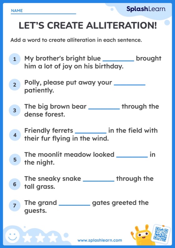 Let's Create Alliteration - Worksheet