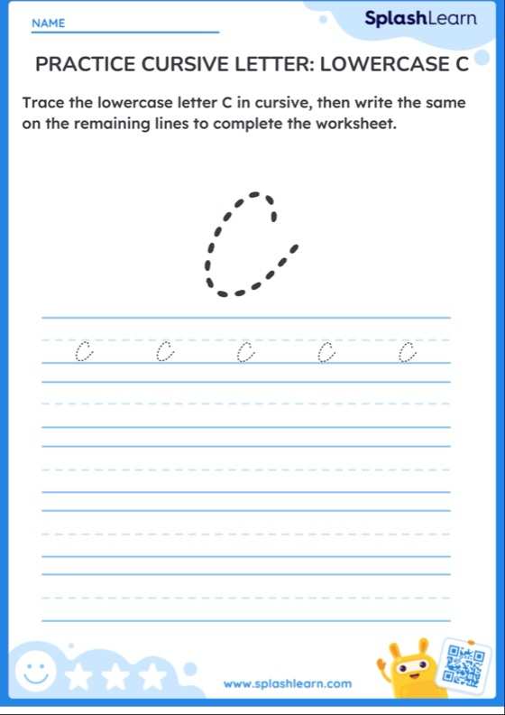 Practice Cursive Letter: Lowercase C - Worksheet