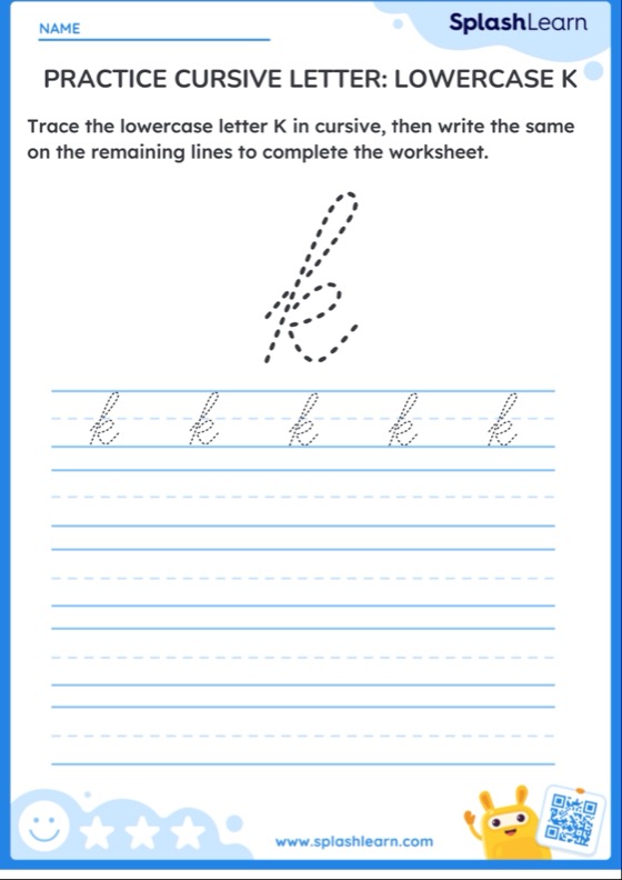 Cursive Letter K Worksheets - Free Printable | SplashLearn
