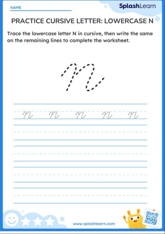 Practice Cursive Letter Lowercase N Worksheet