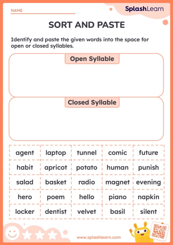 Syllable Sort and Paste Worksheet