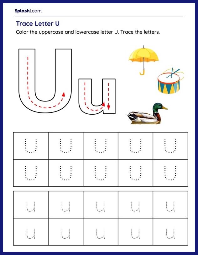 Trace Letter U Worksheet