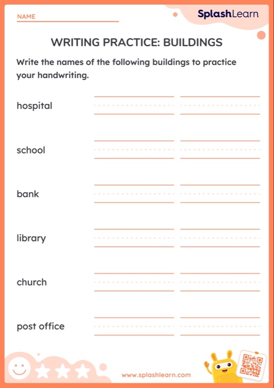 Writing Practice: Buildings - Worksheet
