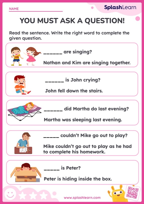 Ask And Answer Questions Worksheets Free Printable SplashLearn