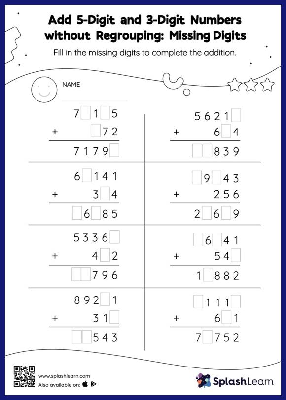 5-Digit Addition Worksheets - Free & Printable | SplashLearn