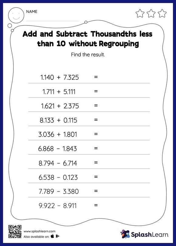 Subtract Decimals Worksheets for Kids Online SplashLearn Page 3