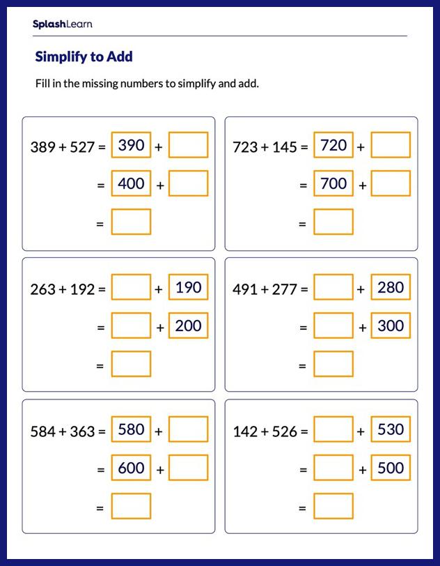 Add using multiples of 100 Worksheets for 3rd Graders Online SplashLearn