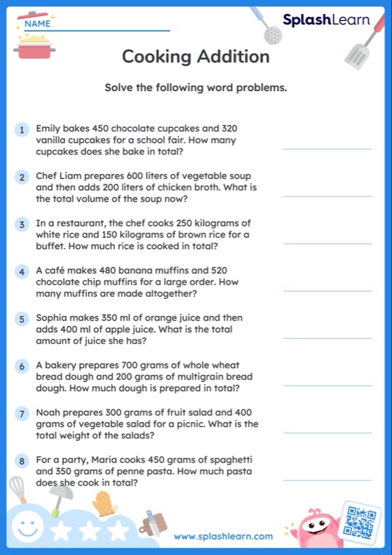 Kitchen Math Worksheets Answers