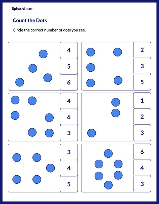 Count the Dots Math Worksheets SplashLearn