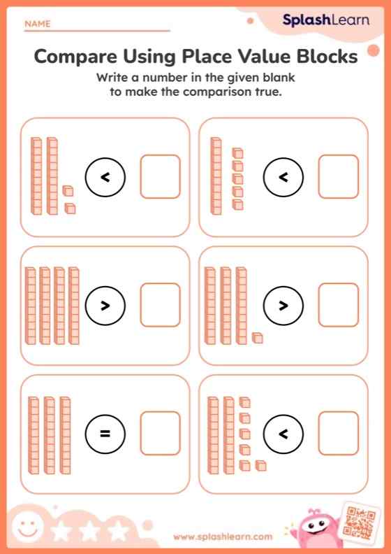Find Greater or Smaller Number Using Place Value Blocks — Printable Find Greater or Smaller Number Using Place Value Blocks — Printable