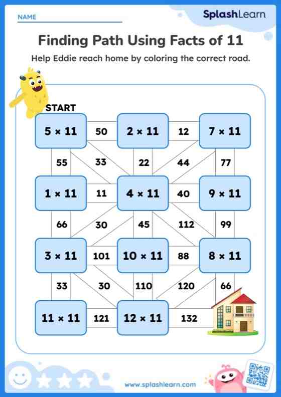 Finding Path Using Facts of 11 - Worksheet