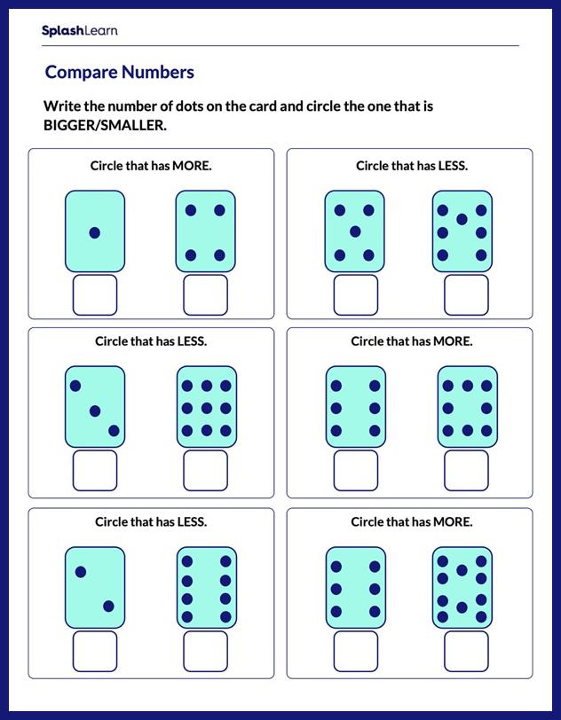 Identify Bigger or Smaller - Math Worksheets - SplashLearn