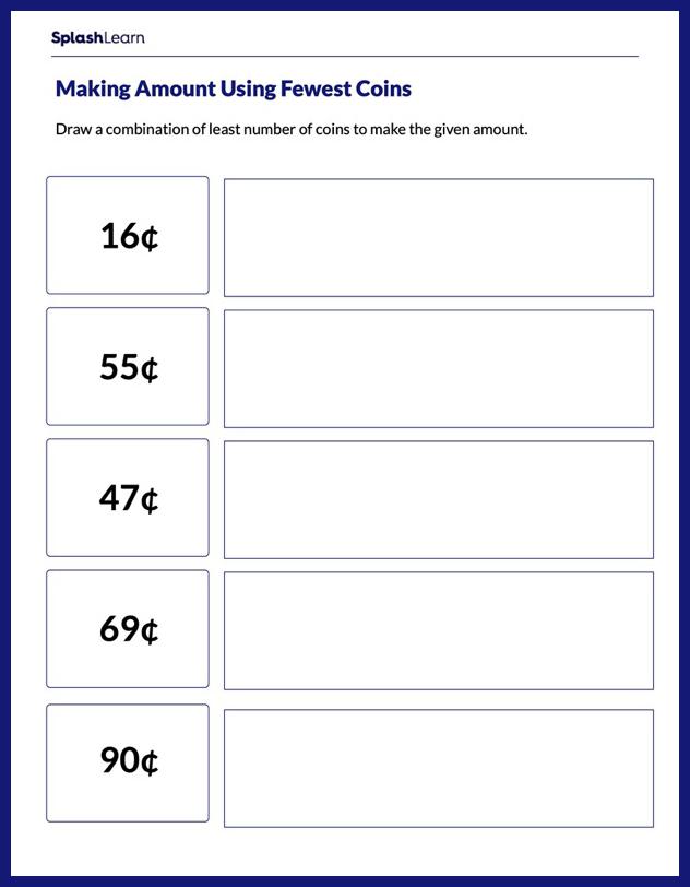 Counting Money Worksheets for 1st Graders Online SplashLearn