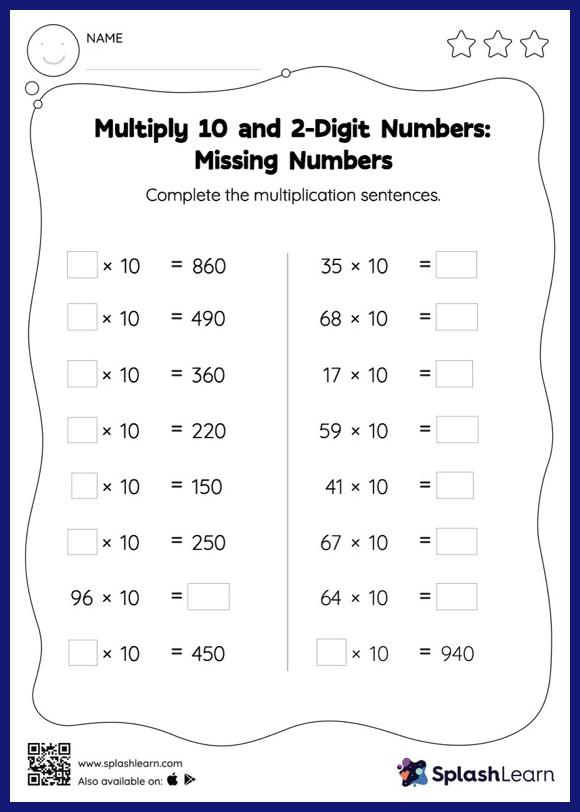 Times Tables Worksheets for 4th Graders Online SplashLearn