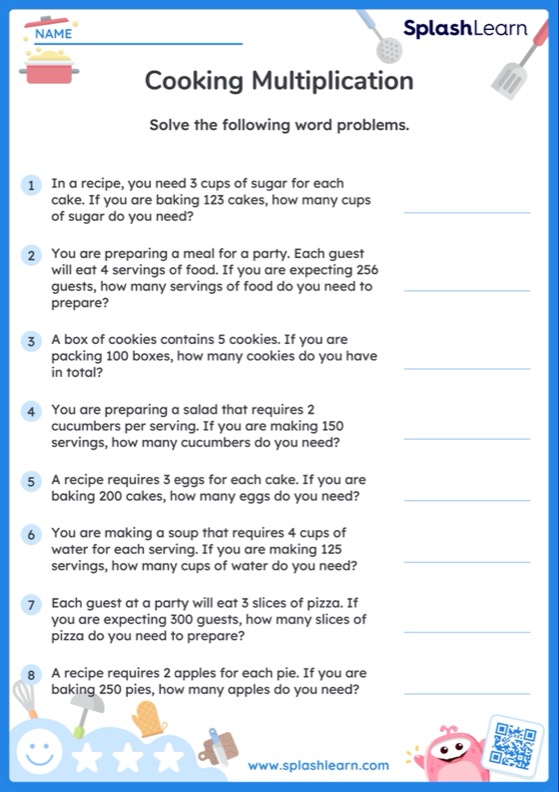 Multiplication Word Problems Worksheets for Kids Online - SplashLearn